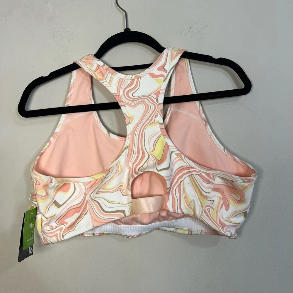 Athletic Works Pink and Yellow Sports Bra with Racerback - Picture 3 of 4